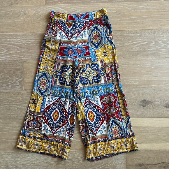 Haute Hippie Psychedelic Bright Retro Boho Wide Leg Pants w/ Pockets Medium - Picture 1 of 4